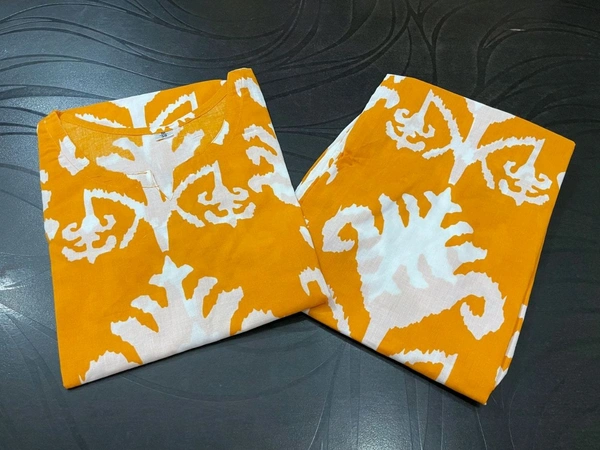 SF2 5380  Beautiful *cotton co-ords sets,l comfortable amazing print. perfect outfits  - Web Orange, 2XL-44