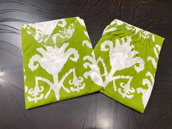 SF2 5380  Beautiful *cotton co-ords sets,l comfortable amazing print. perfect outfits  - Green, M-38
