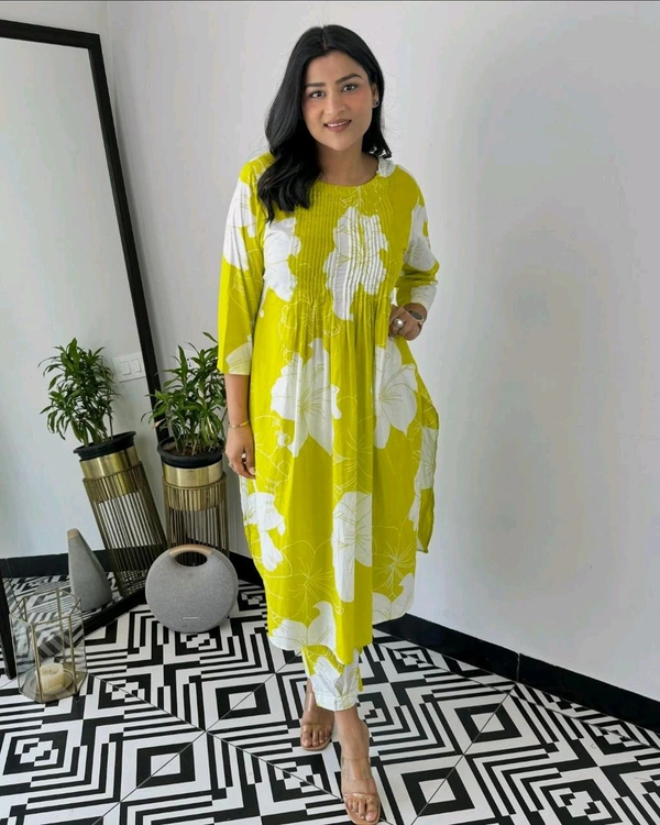 SF4 5394  Beautiful Cottan  kurti pent Design for Gorgeous   - Yellow, XL-42