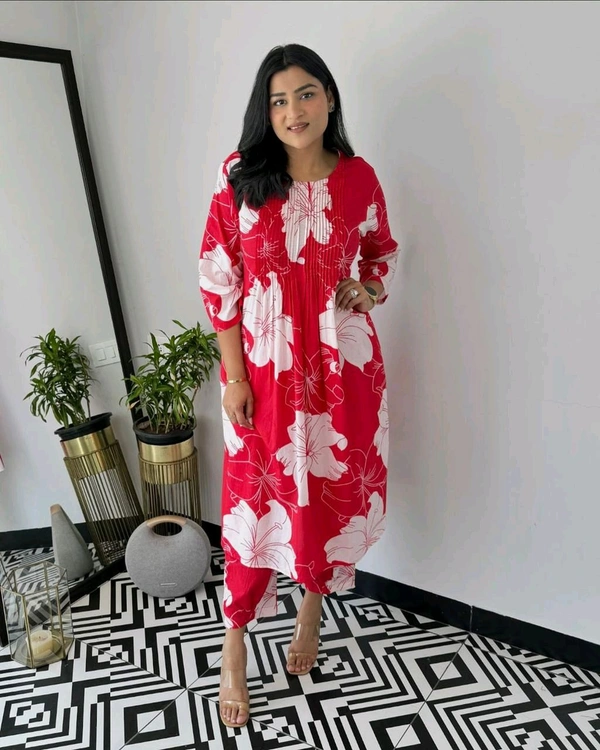 SF4 5394  Beautiful Cottan  kurti pent Design for Gorgeous   - Red, L-40
