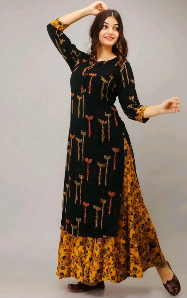 SF2 5399 Reyon  print kurti with sharara set. - 2XL-44