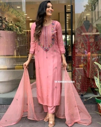 SF3 5402  designers. Wear  Beautiful Heavy Chanderi Silk  designer wear kurti pant and duppta  with embroidery work   - 2XL-44