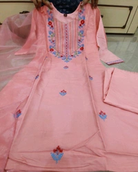 SF3 5402  designers. Wear  Beautiful Heavy Chanderi Silk  designer wear kurti pant and duppta  with embroidery work   - 3XL-46
