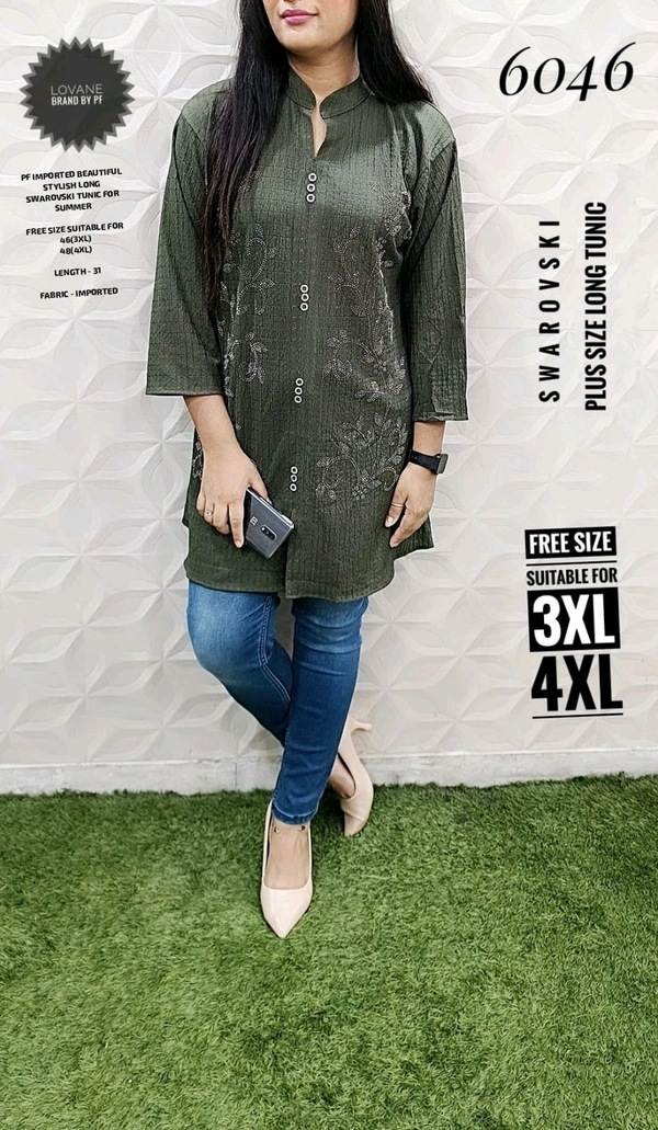 PFD 6046 IMPORTED BEAUTIFUL STYLISH LONG FANCY SWAROVSKI MENTION ON THE -SUPERB QUALITY IMPORTED STUFF - Green, 4XL-48