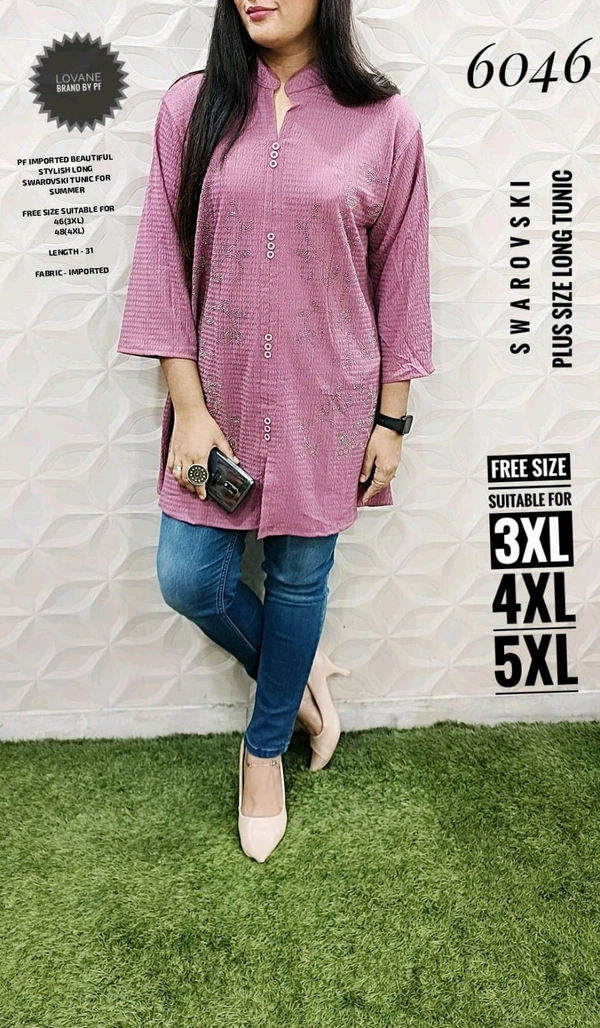 PFD 6046 IMPORTED BEAUTIFUL STYLISH LONG FANCY SWAROVSKI MENTION ON THE -SUPERB QUALITY IMPORTED STUFF - Pink, 3XL-46