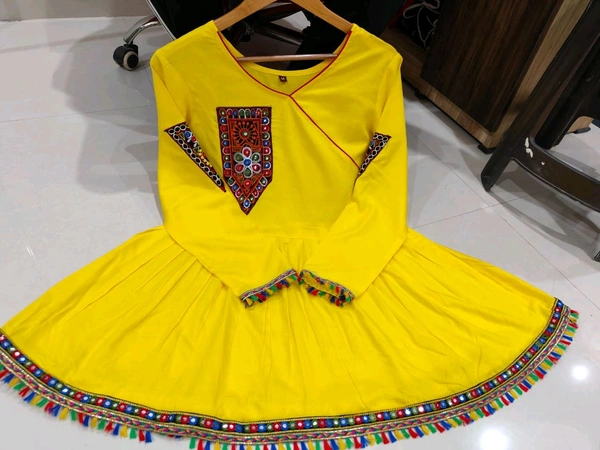 SF2 5406  Premium Rayon Designer Top and Dhoti Set in Embroidery work and Less   - Yellow, 2XL-44