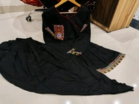 SF2 5406  Premium Rayon Designer Top and Dhoti Set in Embroidery work and Less   - Black, M-38