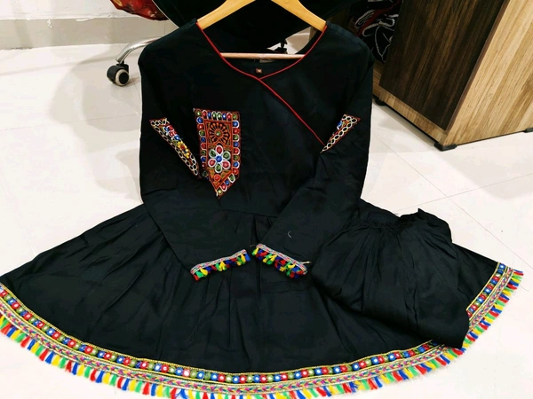 SF2 5406  Premium Rayon Designer Top and Dhoti Set in Embroidery work and Less   - Black, M-38
