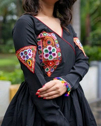 SF2 5406  Premium Rayon Designer Top and Dhoti Set in Embroidery work and Less   - Black, L-40