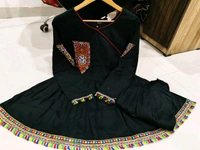 SF2 5406  Premium Rayon Designer Top and Dhoti Set in Embroidery work and Less   - Black, 2XL-44