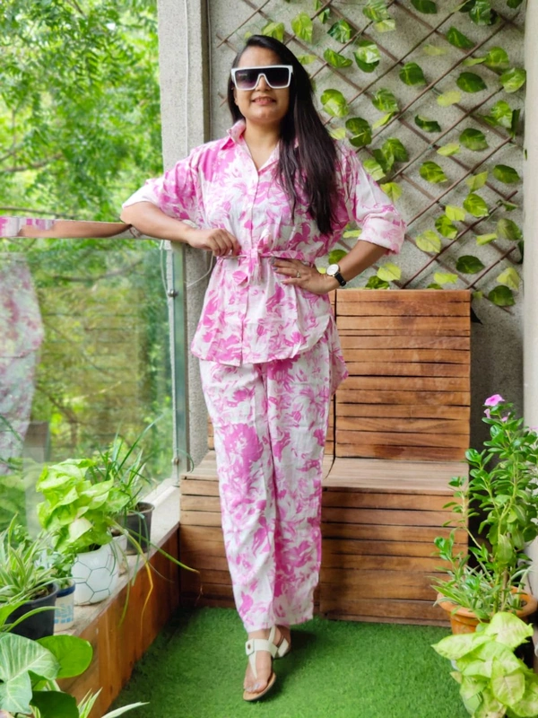 KD18 5407 VERY PRETT  COTTON PRINTED CORD SET - Pink, XL-42