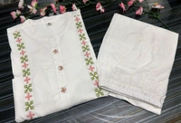 SF2  5412 New launch HAVY Cotton  classy  kurti pant  with embroidery & button work  - White, 2XL-44