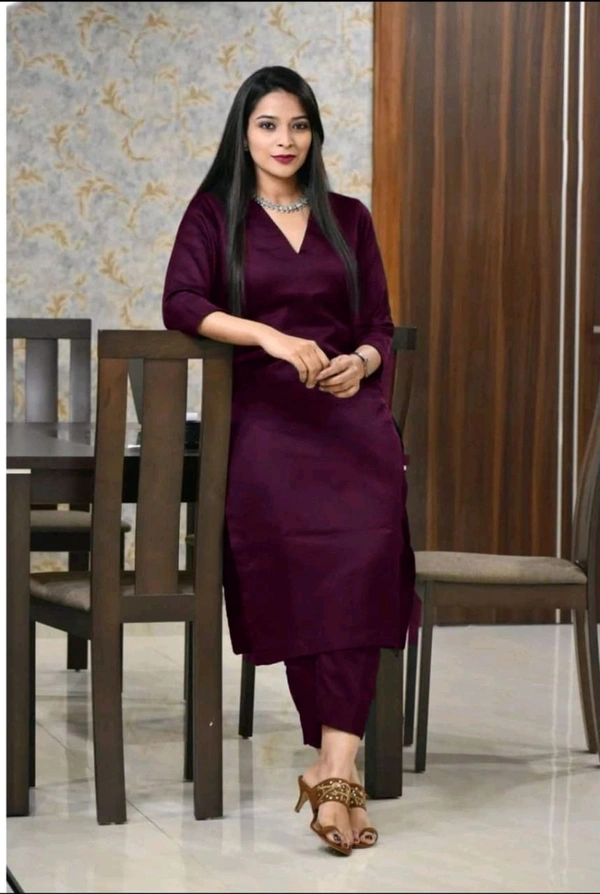 SF2 5413  REYON  KURTA SET WITH SADE POCKET - Purple Wine, XL-42