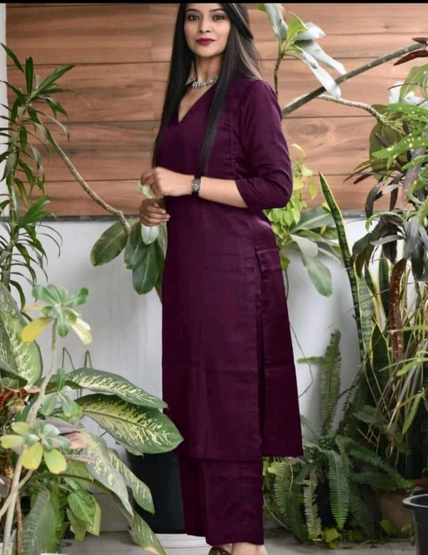 SF2 5413  REYON  KURTA SET WITH SADE POCKET - Purple Wine, XL-42
