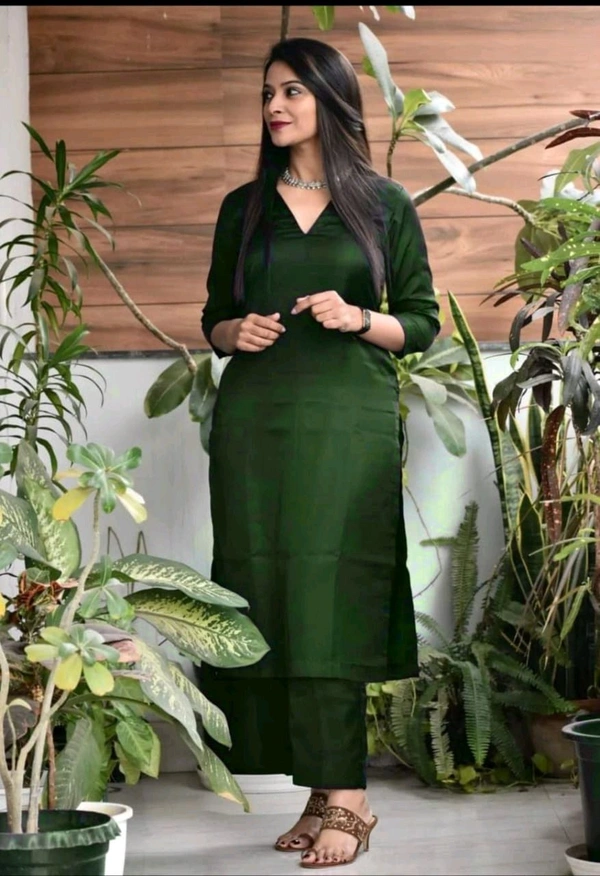 SF2 5413  REYON  KURTA SET WITH SADE POCKET - Green, 2XL-44