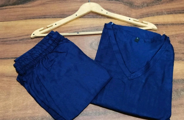 SF2 5413  REYON  KURTA SET WITH SADE POCKET - Blue, 2XL-44