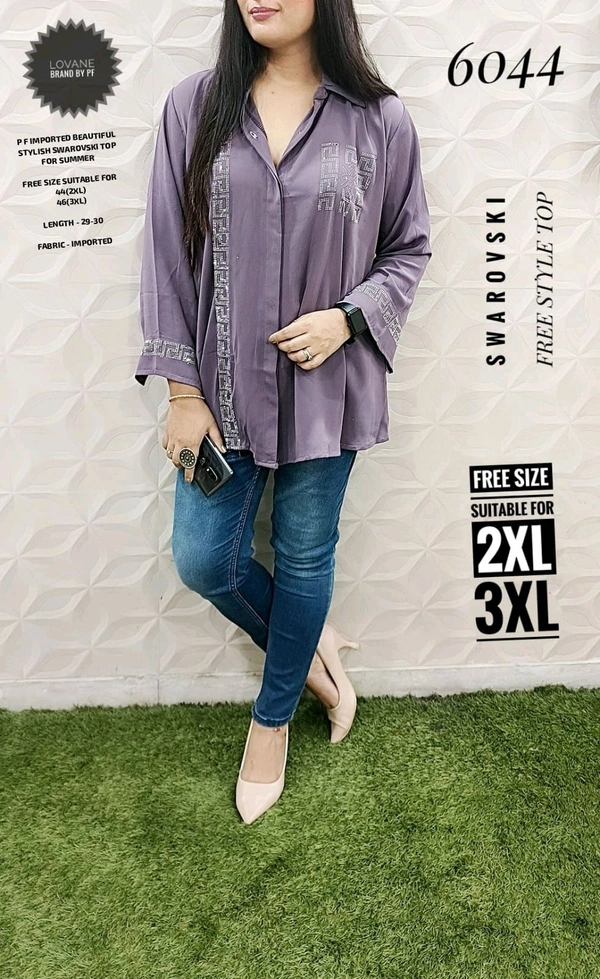 PFD 6044 BEAUTIFUL STYLISH LONG FANCY SWAROVSKI FREE STYLE SUPERB QUALITY IMPORTED STUFF - Purple, 3XL-42