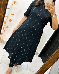 SF2  5420  Amazing cotton cord set  procin print  stylish look  - Black, L-40