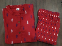 SF2  5420  Amazing cotton cord set  procin print  stylish look  - Red, M-38