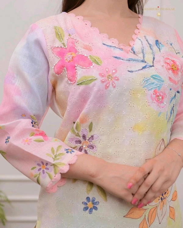 SF3 5421 HEVAY SHIFLI FABRIC DIGITAL PRINTING HAND WORK  KHATLI SUIT SET  - 2XL-44