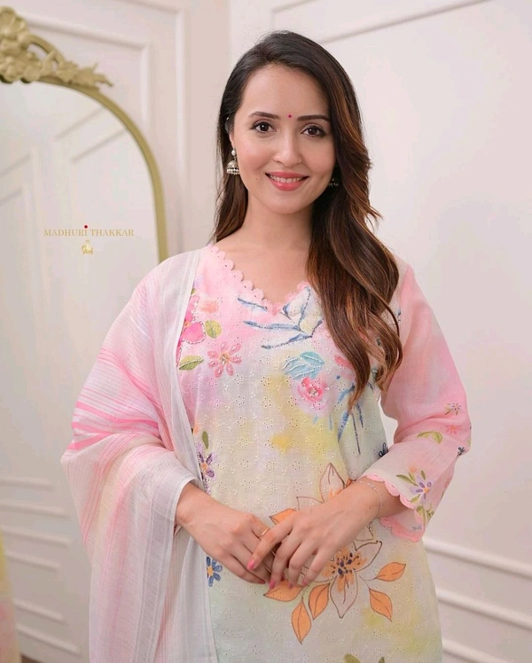 SF3 5421 HEVAY SHIFLI FABRIC DIGITAL PRINTING HAND WORK  KHATLI SUIT SET  - 2XL-44