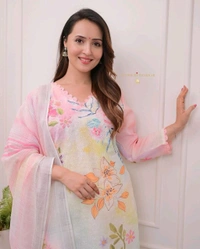SF3 5421 HEVAY SHIFLI FABRIC DIGITAL PRINTING HAND WORK  KHATLI SUIT SET  - 2XL-44
