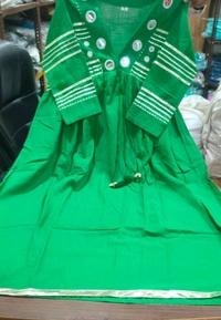 SF2 5038  trendy  Cotton  beautiful lace work  tasal Gown - M-38, Green