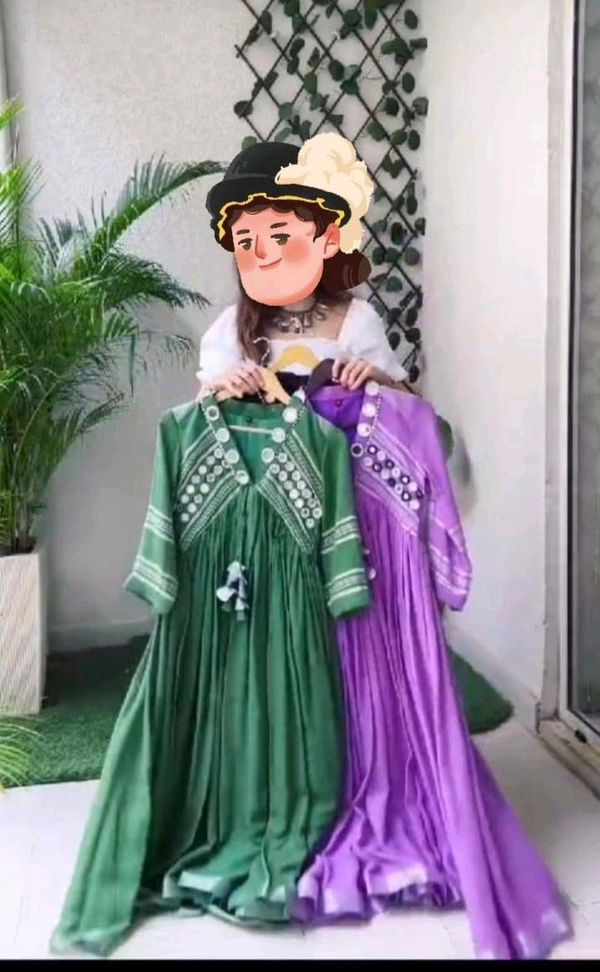 SF2 5038  trendy  Cotton  beautiful lace work  tasal Gown - 2XL-44, Purple