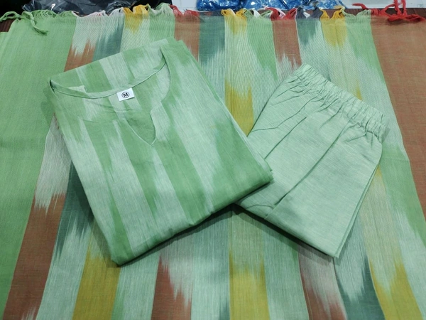 SF3 5423  South cotton handloom kurti  handloom cotton pants and dupatta*  - Green, 2XL-44
