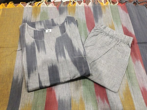 SF3 5423  South cotton handloom kurti  handloom cotton pants and dupatta*  - Gray, 3XL-46