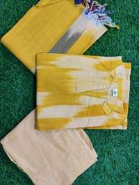 SF3 5423  South cotton handloom kurti  handloom cotton pants and dupatta*  - Yellow, 2XL-44