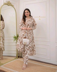 SF2 5424 Cotton of vibrant and pastel Kurta and playful prints Pant  - 2XL-44