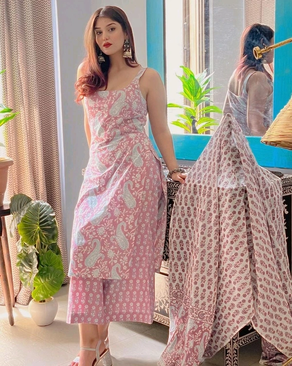 SF2 5431 Beautiful  cotton kurti+pant +duptta - M-38