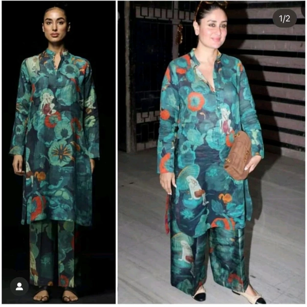 SF3 5447  Beautiful kurti pent  Design for Gorgeous ladies Muslin kurti pent set digital print - L-40