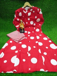 SF2 5449 Premium  cotton kurti Pent set  designer Co-erd set in Aline pattern   - Red, XL-42
