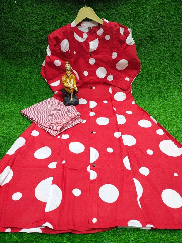 SF2 5449 Premium  cotton kurti Pent set  designer Co-erd set in Aline pattern   - Red, XL-42