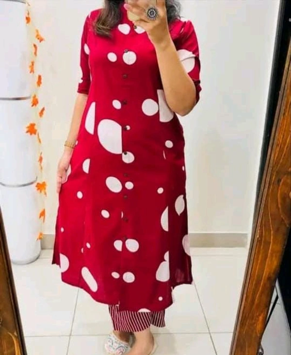 SF2 5449 Premium  cotton kurti Pent set  designer Co-erd set in Aline pattern   - Red, 2XL-44