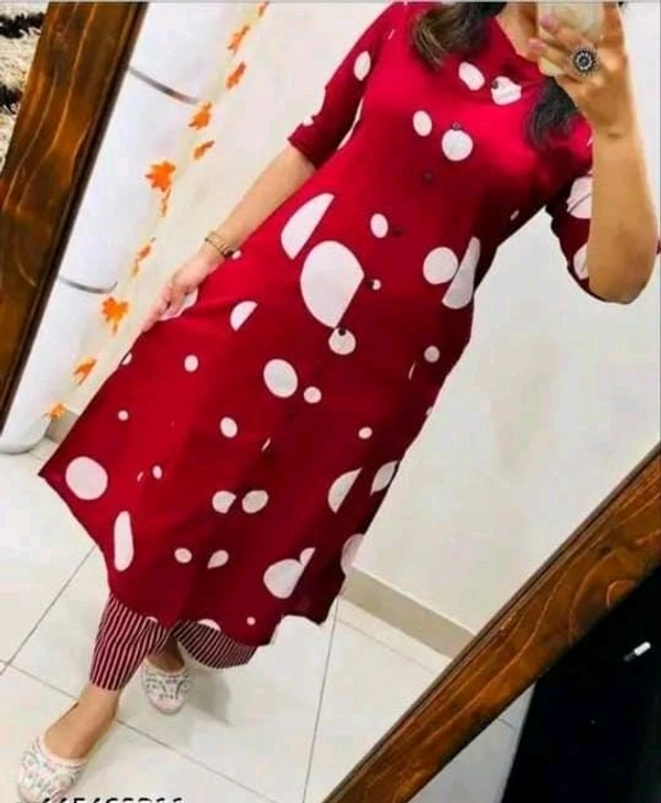 SF2 5449 Premium  cotton kurti Pent set  designer Co-erd set in Aline pattern   - Red, 2XL-44