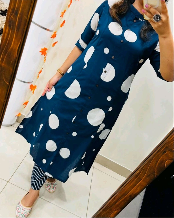 SF2 5449 Premium  cotton kurti Pent set  designer Co-erd set in Aline pattern   - Blue, L-40