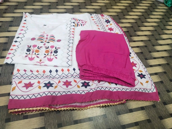 SF2  5452  Beautiful Heavy 3pcs Suit which is beautifully decorated ekatra pants and Lace Dupatta. - Heavy Reyon  - 2XL-44