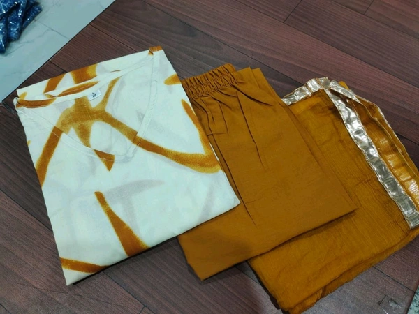 SF3  5455  Beautiful Three premium woven cotton 3 Peace set that's perfect for work to Kurti-*Pant- Pure Cotton  - 2XL-44
