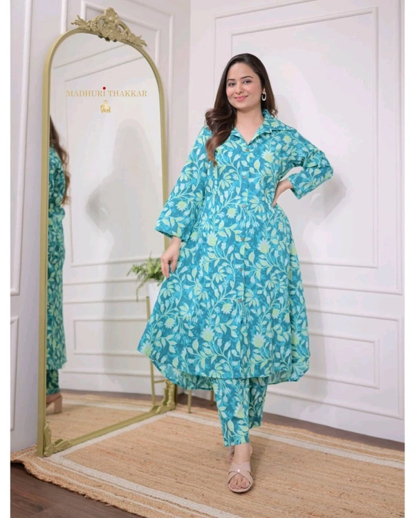 SF2  5461 A Beautiful cotton co-ord set that's perfect for work   - 2XL-44, Blue