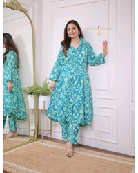SF2  5461 A Beautiful cotton co-ord set that's perfect for work   - XL-42, Blue