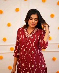 SF2  5466 Heavy Rayon  new Kurta pant sets with beautiful neck hand work   - Red, 2XL-44