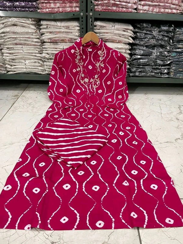 SF2  5466 Heavy Rayon  new Kurta pant sets with beautiful neck hand work   - Pink, 2XL-44
