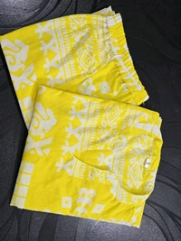 SF3  5467 Brighten your wardrobe with betel print Heavy cotton Co-ord setVibrant yellow & Lace Work    - Yellow, 3XL-46