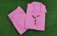 SF2  5470 "Stay cool and stylish  long with our sleeveless Cotton  kurta pant set -  - Pink, L-40