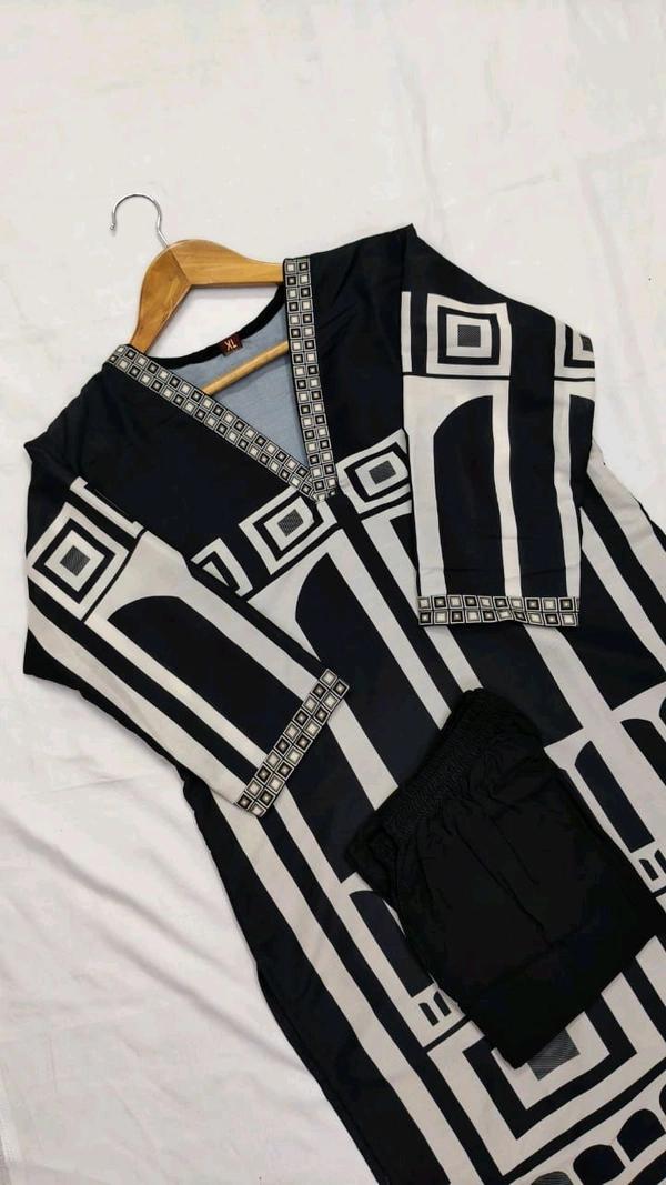 SF2 5472  🆕Trendy wear Charcoal Digital Panel Printed Muslin Silk Kurta and Pant set  - L-40