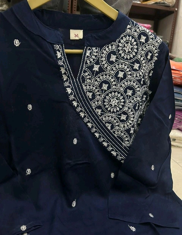 SF2 5473  Beautiful  Cotton  kurti pant  with embroidery  - Black, XL-42