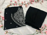 SF2 5473  Beautiful  Cotton  kurti pant  with embroidery  - Black, 2XL-44